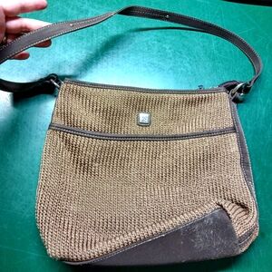 Lina Brown Knit Shoulder Bag